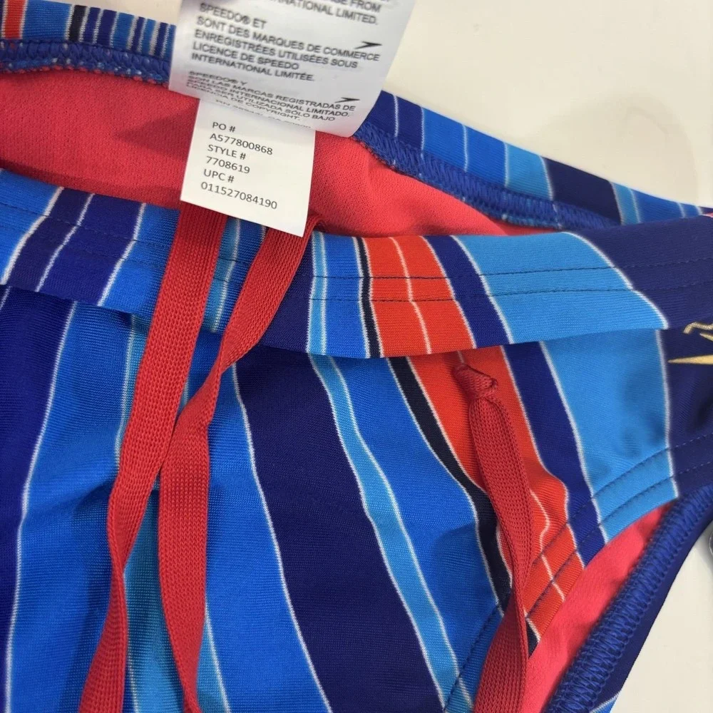 NWT Speedo Pro LT Competitive Swim Briefs Boys 26 / 10 Blue Stripe Racing